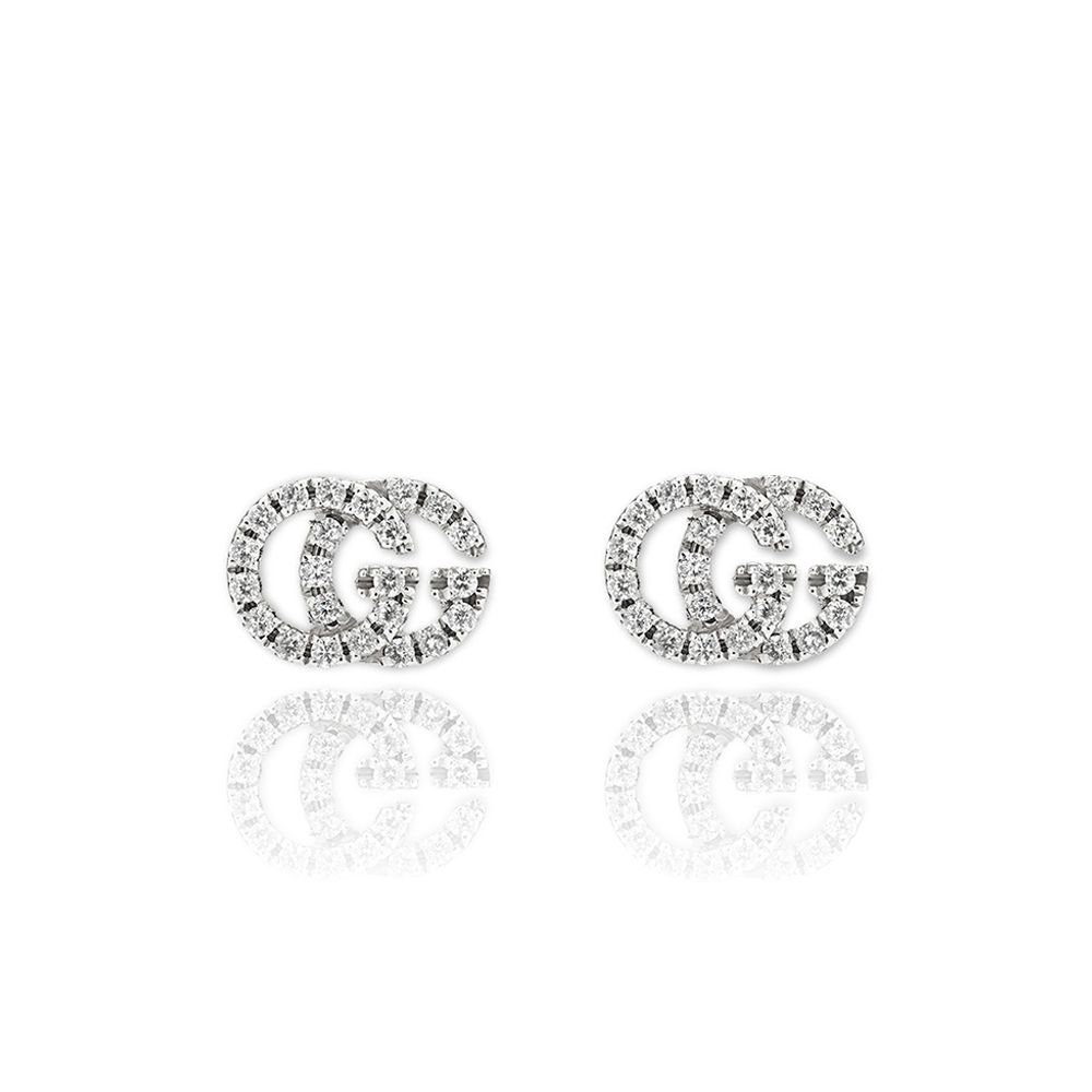 Gucci Interlocking G 18ct White Gold Diamond Stud Earrings  Ernest Jones